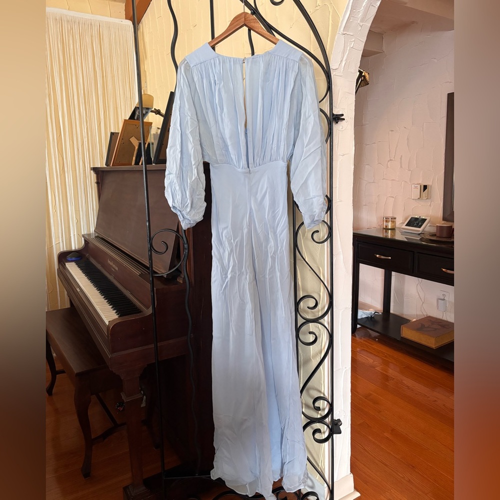 Amina Plunge Balloon Sleeve Maxi Dress - Sky - Picture 7 of 9